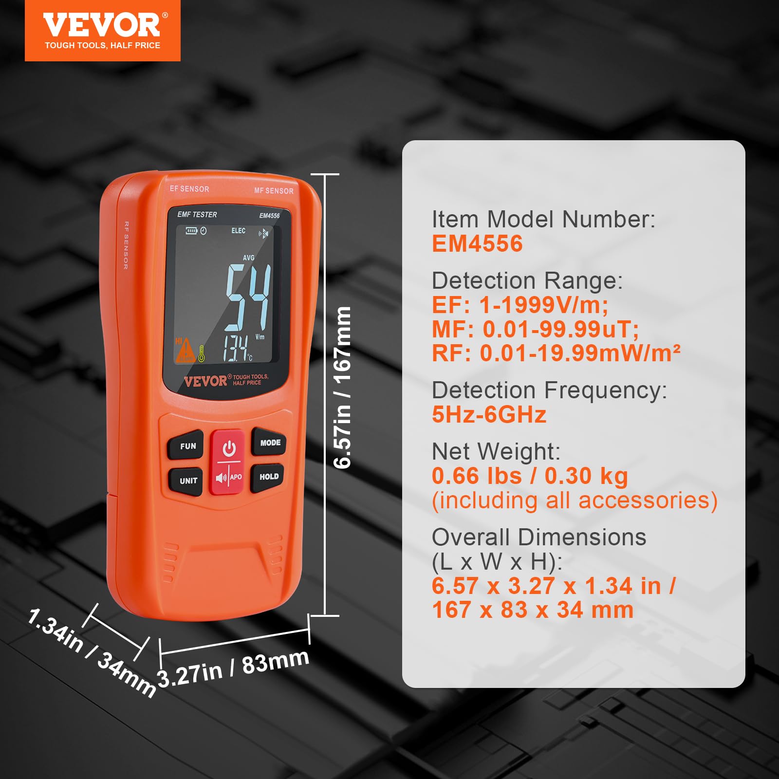 3-in-1 EMF Meter, 5Hz-6GHz, Handheld Rechargeable Electromagnetic Field Radiation Detector, Digital LCD EMF Tester for EF MF RF Home Inspections Outdoor Ghost Hunting 5G Cell Tower Temperature - Image 7