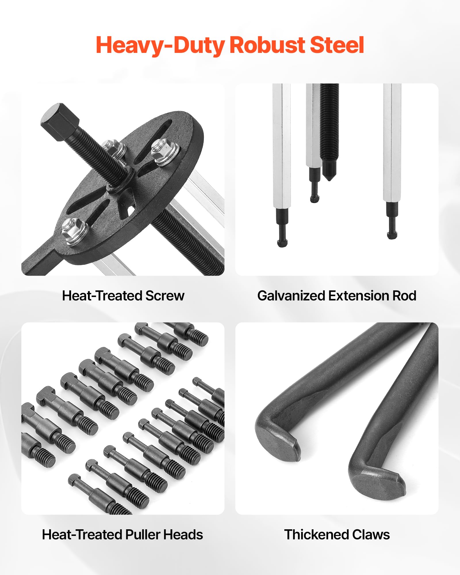 VEVOR 21-in-1 Bearing Puller Set, 21 PCS 3-Jaw Hook Puller for Internal External Bearings and Bearing Without Inner Shaft, Multifunctional Bearing Removal Tool with Heavy Duty Portable Storage Case - Image 4