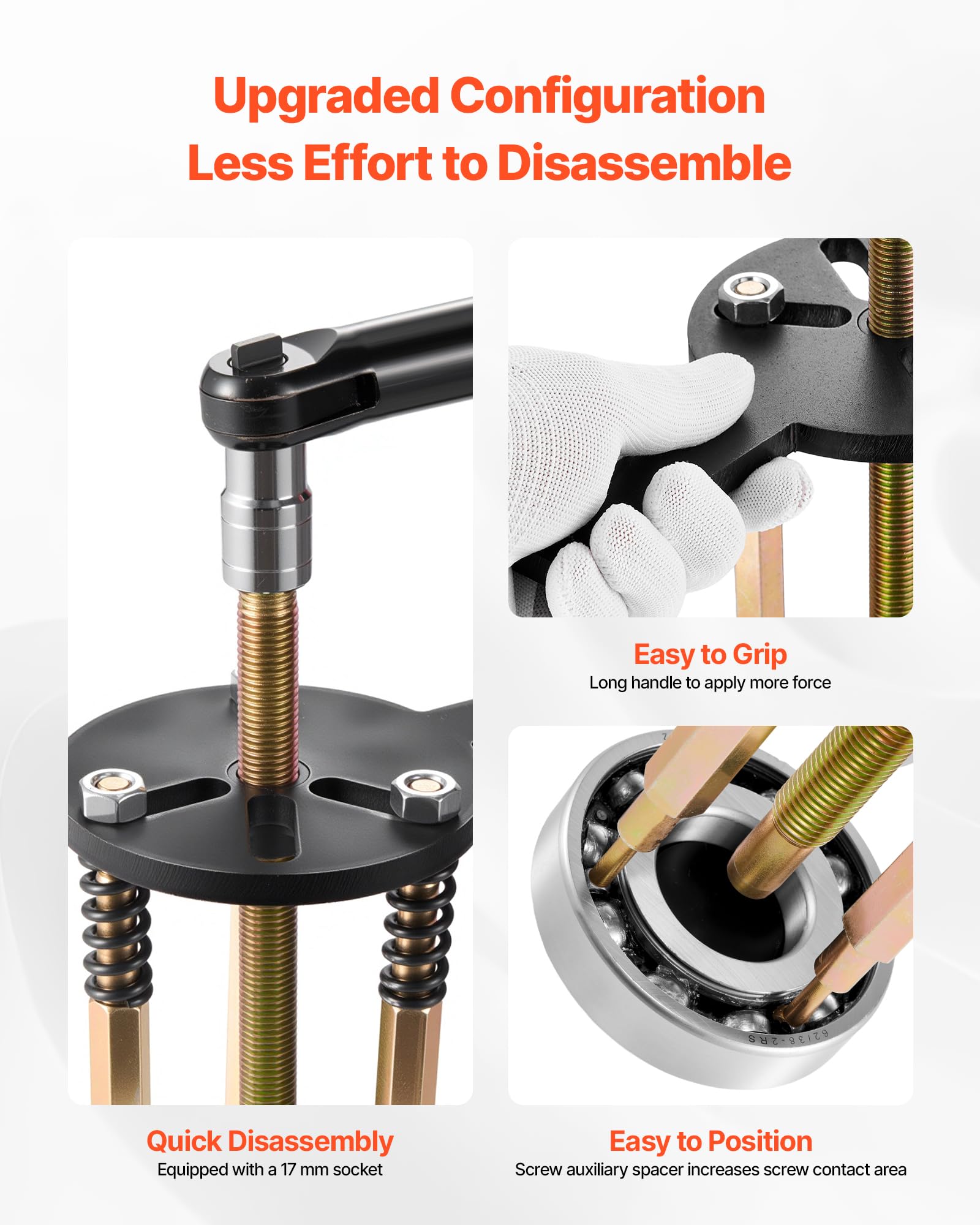 VEVOR 36-in-1 Bearing Puller Set, 36 PCS 3-Jaw Hook Puller for Internal External Bearings and Bearing Without Inner Shaft, Multifunctional Bearing Removal Tool with Heavy Duty Portable Storage Case - Image 6