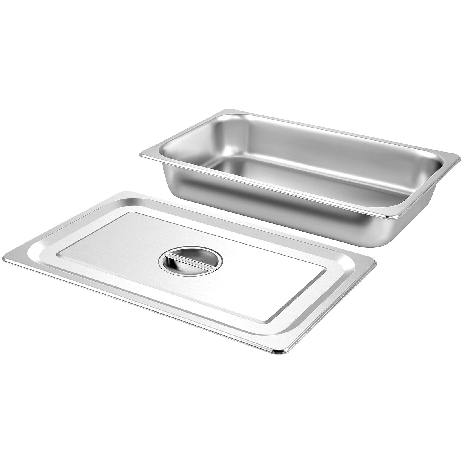 VEVOR 4 Pack Stainless Steel Hotel Pans,Full Size 3.7 Inch Deep 0.8mm Thick Anti Jam Commercial Food Pans with lid,Catering Food Storage Metal Pan for Steam Tables, Restaurants,20.8 x 13 x 3.7 inch. - Image 8