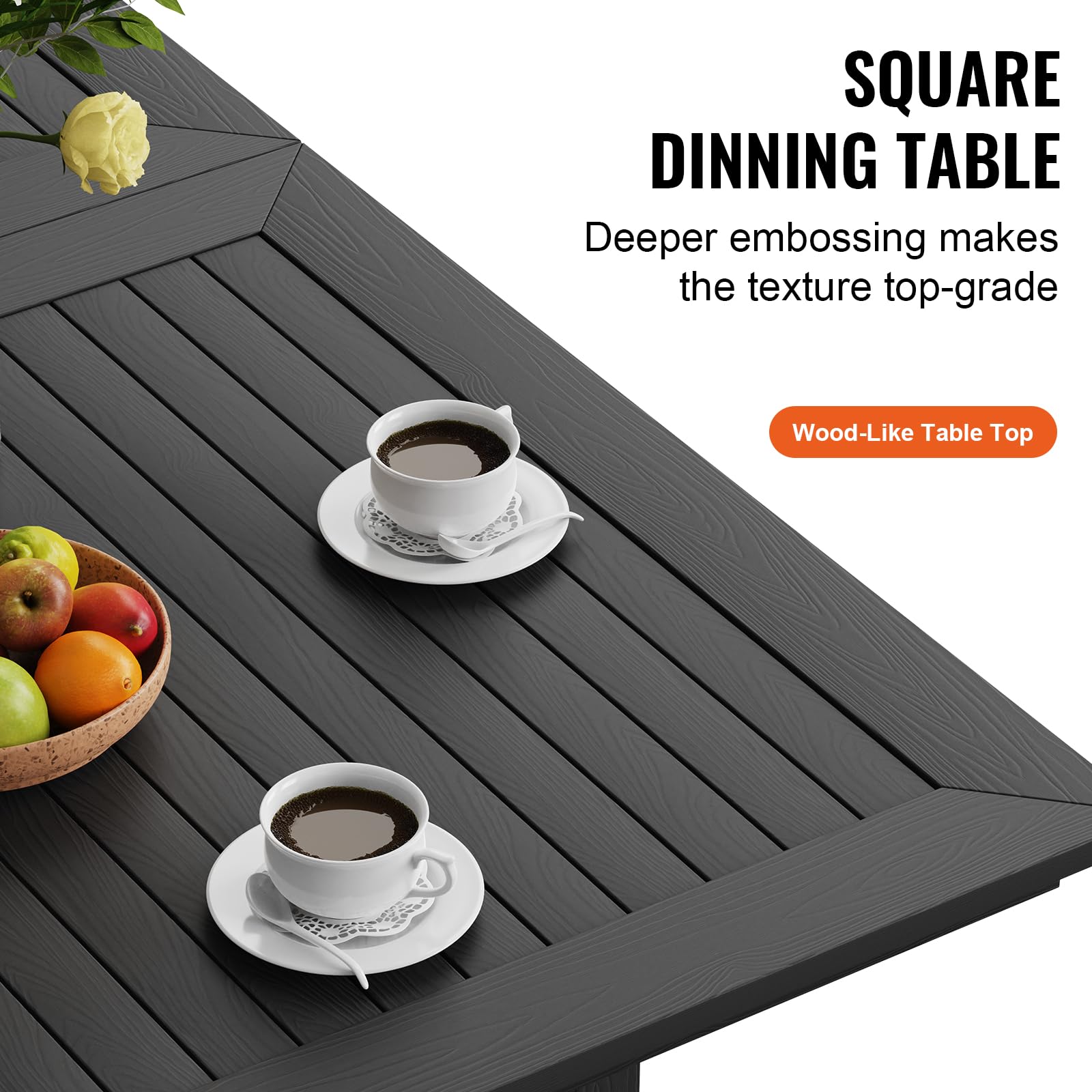 VEVOR 7 Pieces Patio Dining Set, Outdoor Rectangle Furniture Table and Chairs Set, All Weather Garden Furniture Table Sets, HIPS Patio Conversation Set, for Lawn, Deck, Backyard, Poolside - Image 5