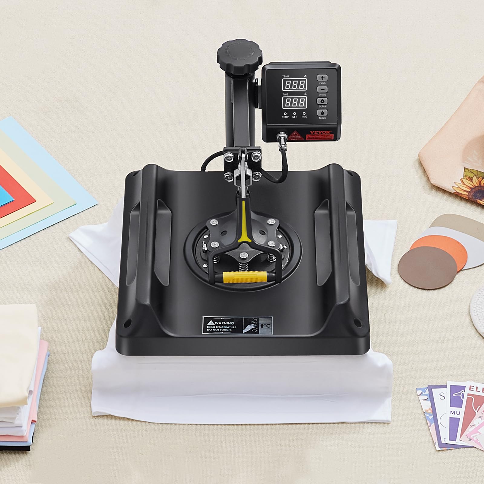 VEVOR 8 in 1 Heat Press Machine 15x15 Inch, 360° Swing Away Tshirt Press, Digital Professional Sublimation Heat Transfer for T Shirts Hat Cap Mug Plate - Image 10