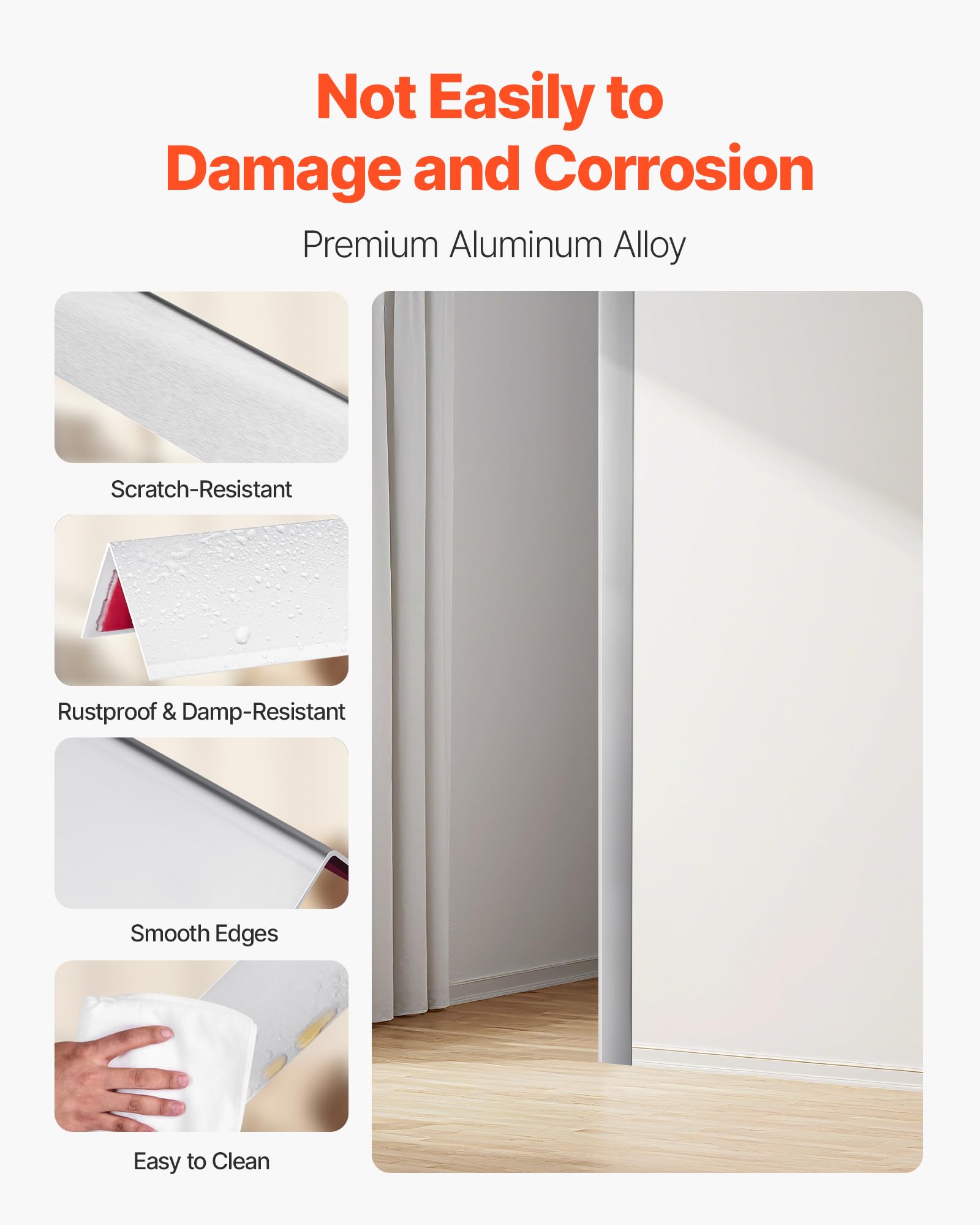 VEVOR Alluminum Alloy Wall Corner Protector, 2 x 2 x 48 inch, 12 Pack Metal Corner Guards, Edge Trim Protector 90-Degree Angle L Shape for Home,Office,Commercial Wall Protection, with 3m Tape - Image 3