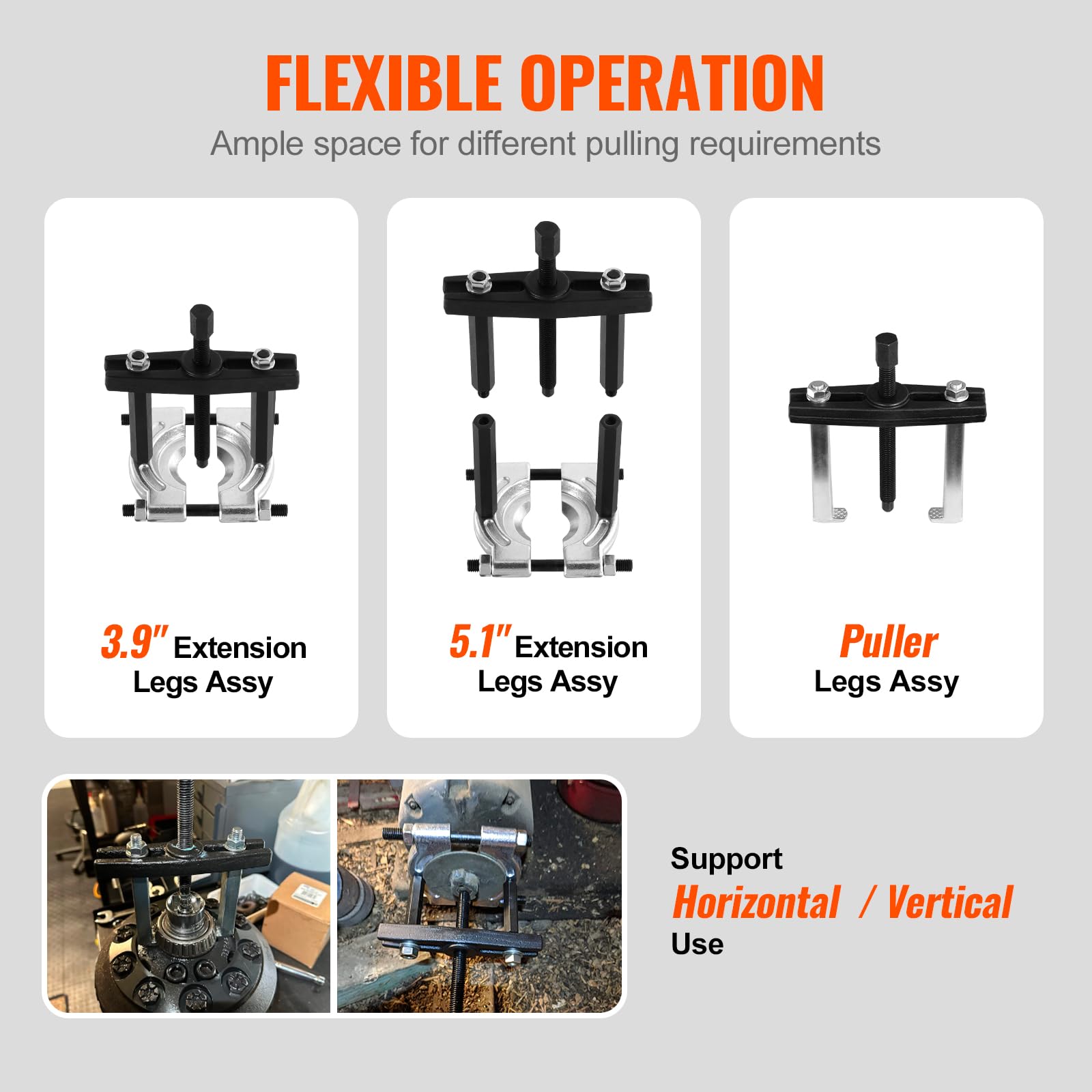 VEVOR Bearing Puller Kit 14-Piece, 5 Ton Bearing Separator, Pinion Wheel Bearing Removal Kit with 2" and 3" Jaws, Bearing Separator and Puller Set, Heavy Duty Bearing Splitter Tool Kit with Case - Image 3