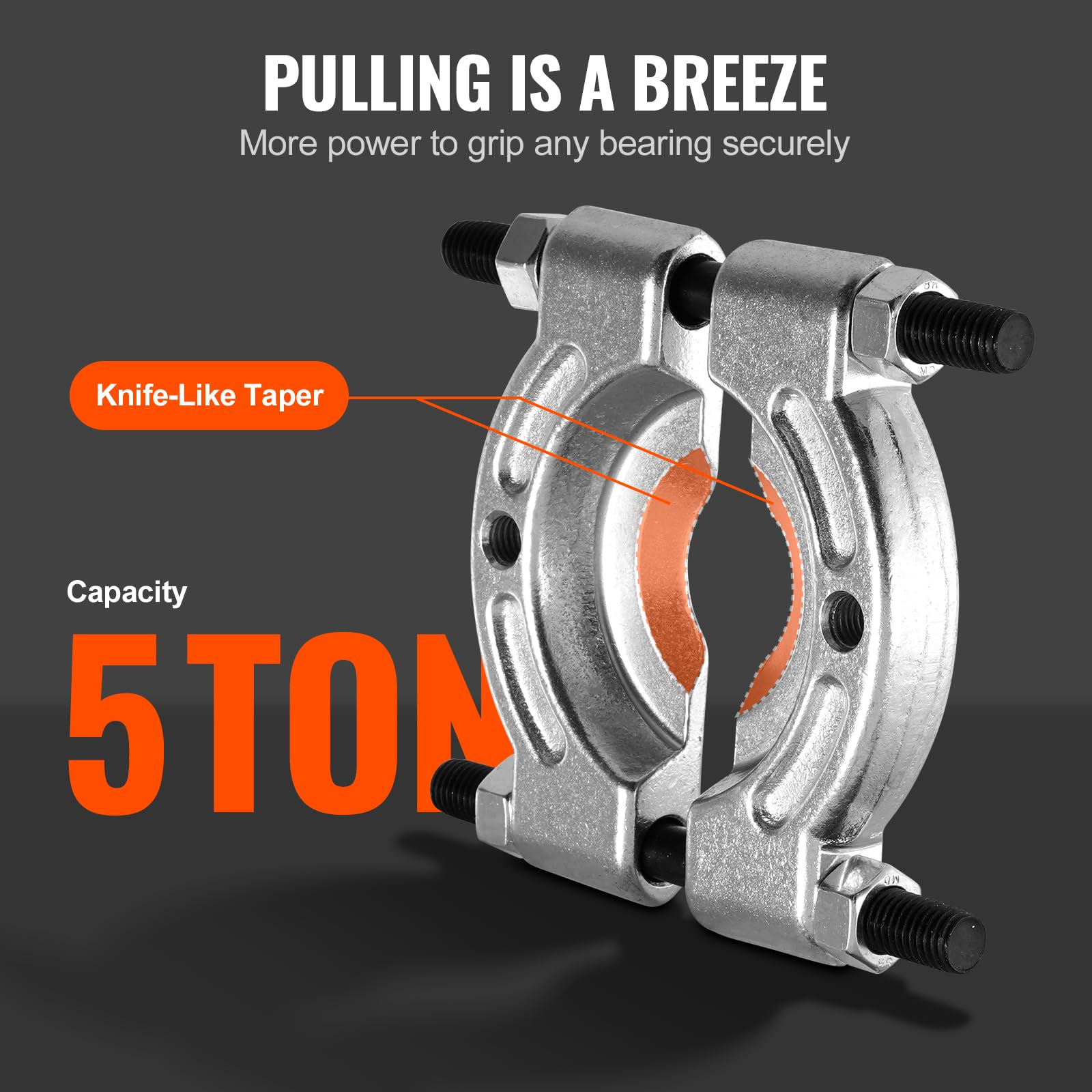 VEVOR Bearing Puller Kit 14-Piece, 5 Ton Bearing Separator, Pinion Wheel Bearing Removal Kit with 2" and 3" Jaws, Bearing Separator and Puller Set, Heavy Duty Bearing Splitter Tool Kit with Case - Image 4