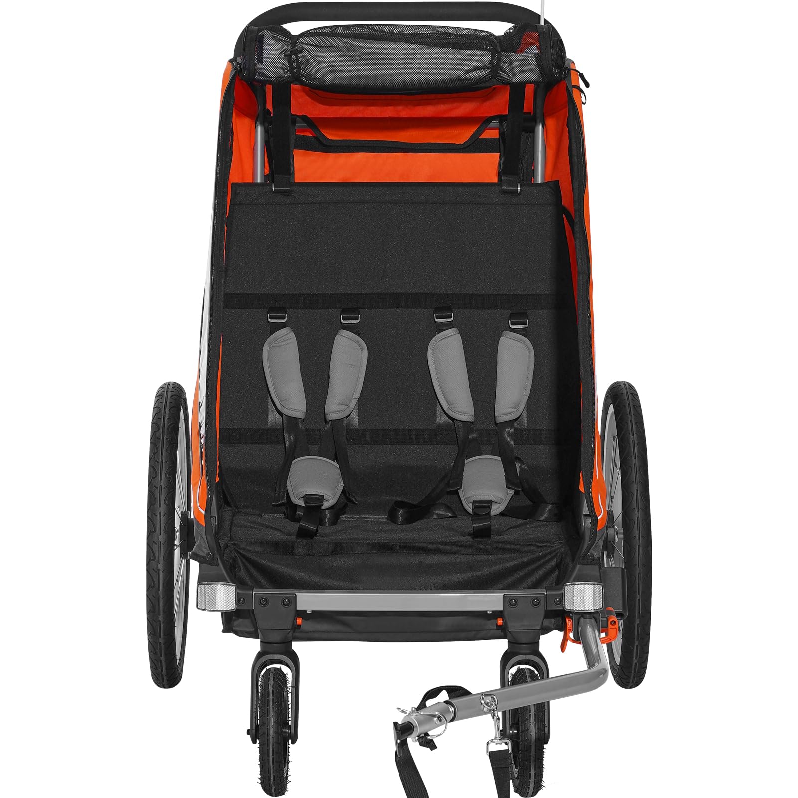 VEVOR Bike Trailer for Toddlers Kids, Single & Double Seat Options, 2-in-1 Canopy Carrier with Strong Frame Converts to Stroller, Tow Behind Foldable Child Bicycle Trailer with Universal Coupler - Image 11