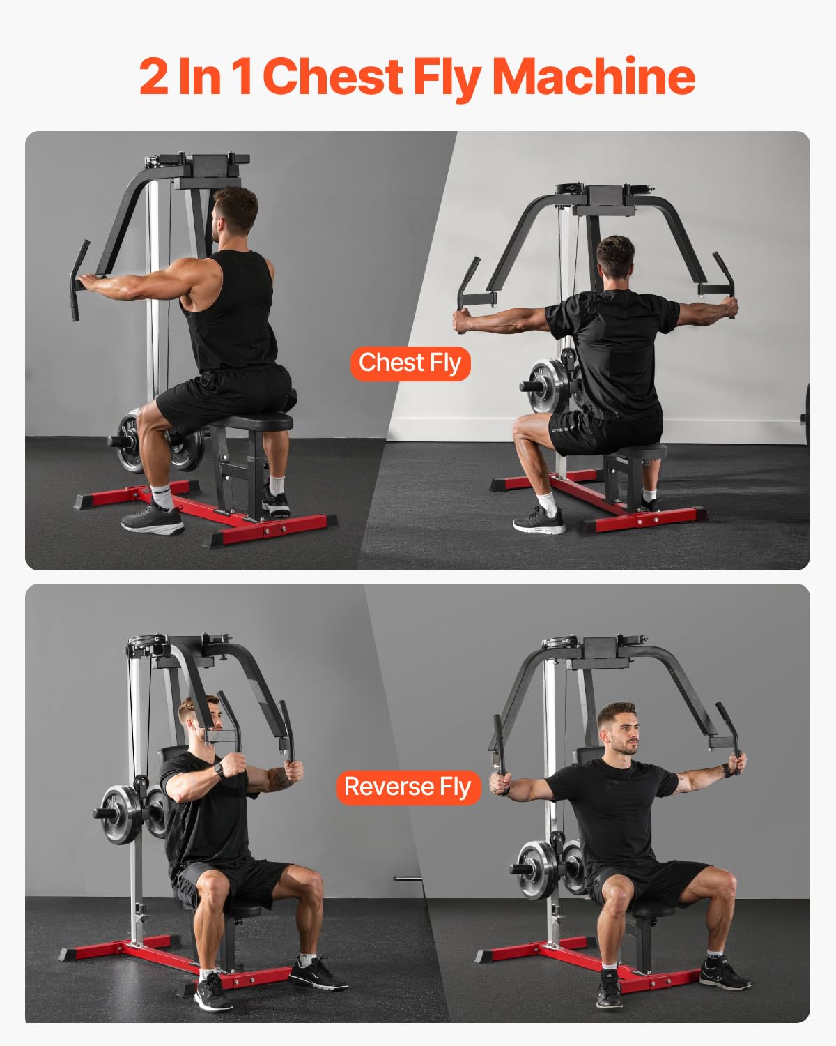 VEVOR Chest Fly Machine, Upper Body Specialty Machine for Home Gym, Adjustable Fly and Reverse Delt Machine, for Chest, Back, Pectoral, Rear Deltoid and Shoulder Workouts, Hold up to 450LBS - Image 6