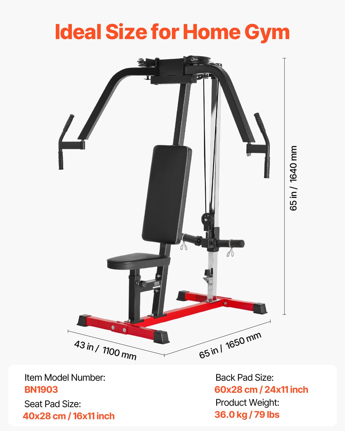 VEVOR Chest Fly Machine, Upper Body Specialty Machine for Home Gym, Adjustable Fly and Reverse Delt Machine, for Chest, Back, Pectoral, Rear Deltoid and Shoulder Workouts, Hold up to 450LBS - Image 7