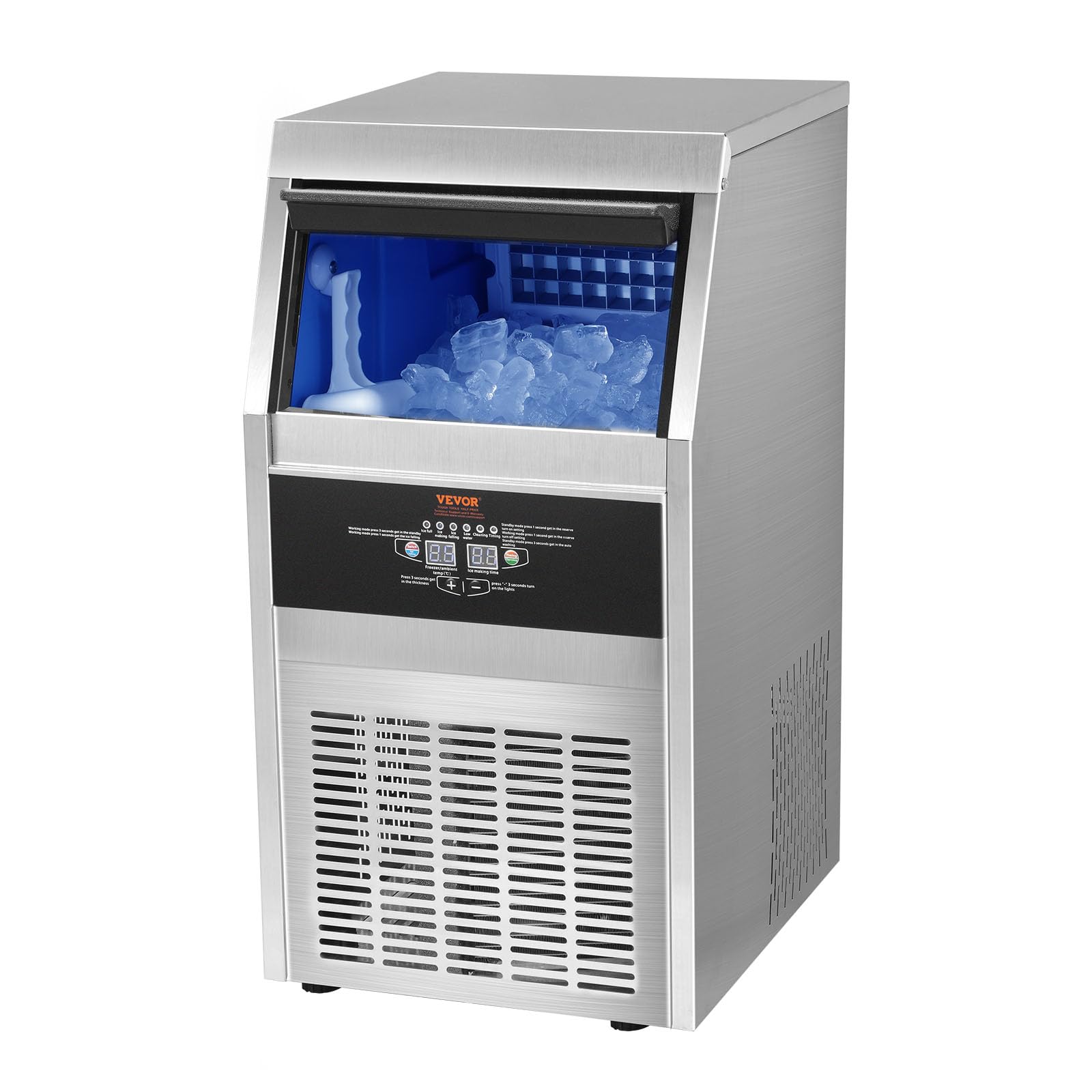 VEVOR Commercial Ice Maker 10 Pound Ice Maker 22 Pounds Storage Capacity 36 ICES 12-15 Sq. 90LBS/2 4H - Image 12