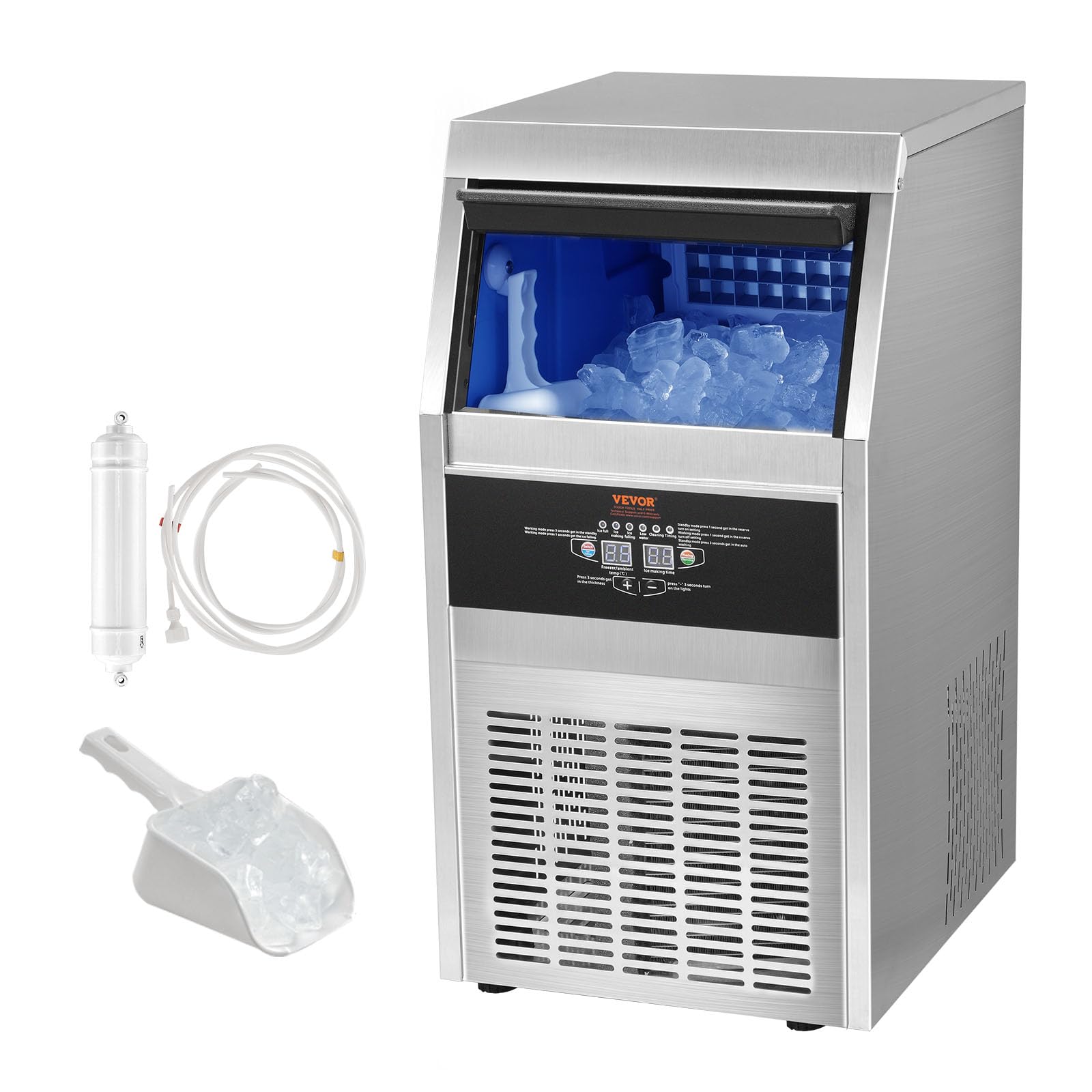 VEVOR Commercial Ice Maker 10 Pound Ice Maker 22 Pounds Storage Capacity 36 ICES 12-15 Sq. 90LBS/2 4H - Image 9