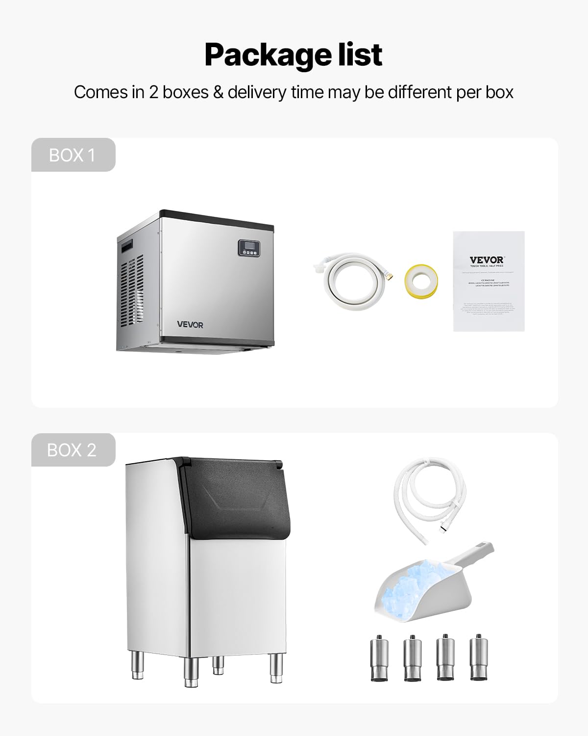 VEVOR Commercial Ice Maker Machine, 360LBS/24H Ice-Making Machine with 300LBS Large Storage Bin, Auto Self-Cleaning Ice Maker with Touchscreen for Bar Cafe Restaurant Business Commercial - Image 7