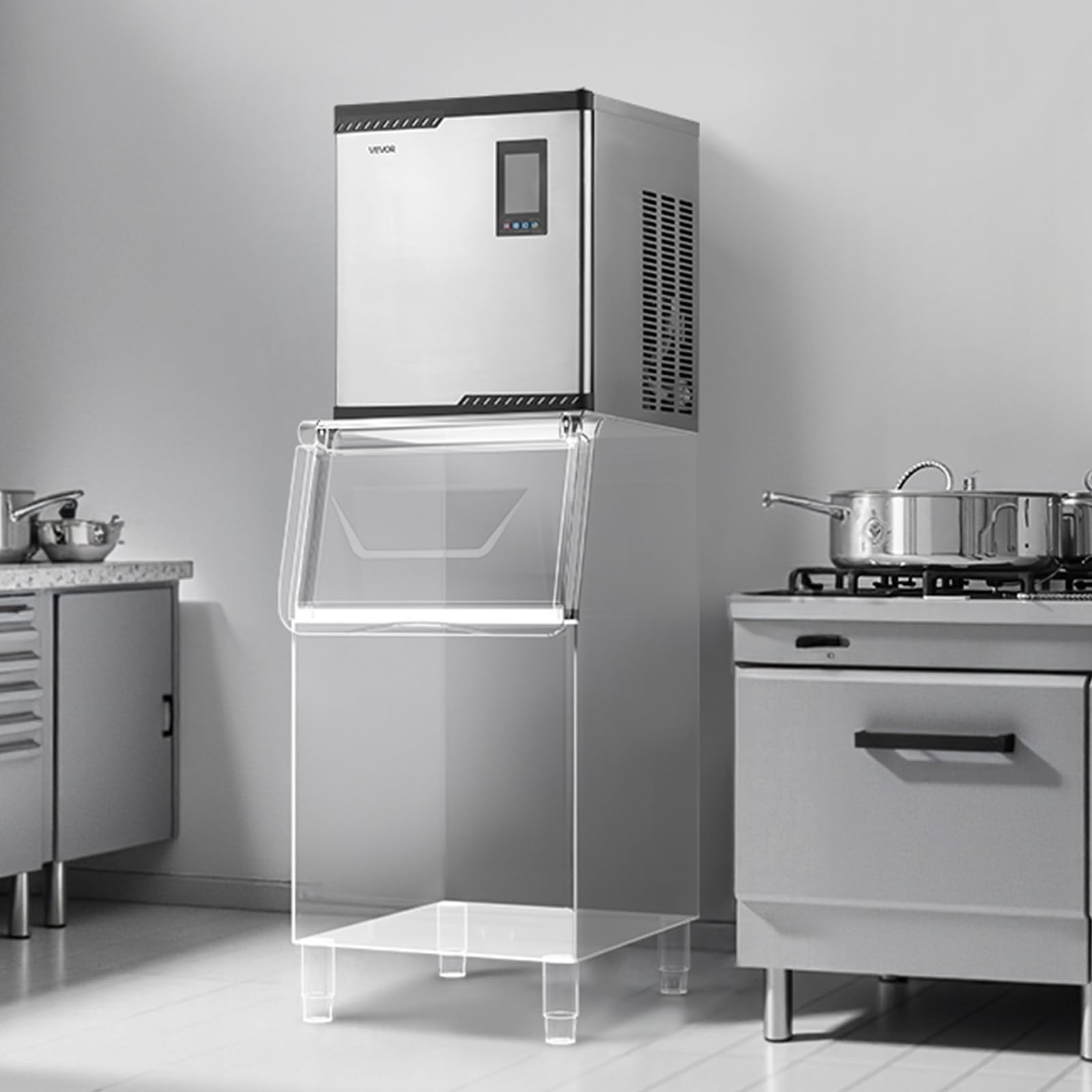 VEVOR Commercial Ice Maker Machine - Head, 300 Lbs/Day Stainless Steel Ice Machine with Scheduled Ice-Making, Self-Cleaning, Adjustable Thickness, Ideal for Restaurant Bar Cafe Hotel - Head Only - Image 8