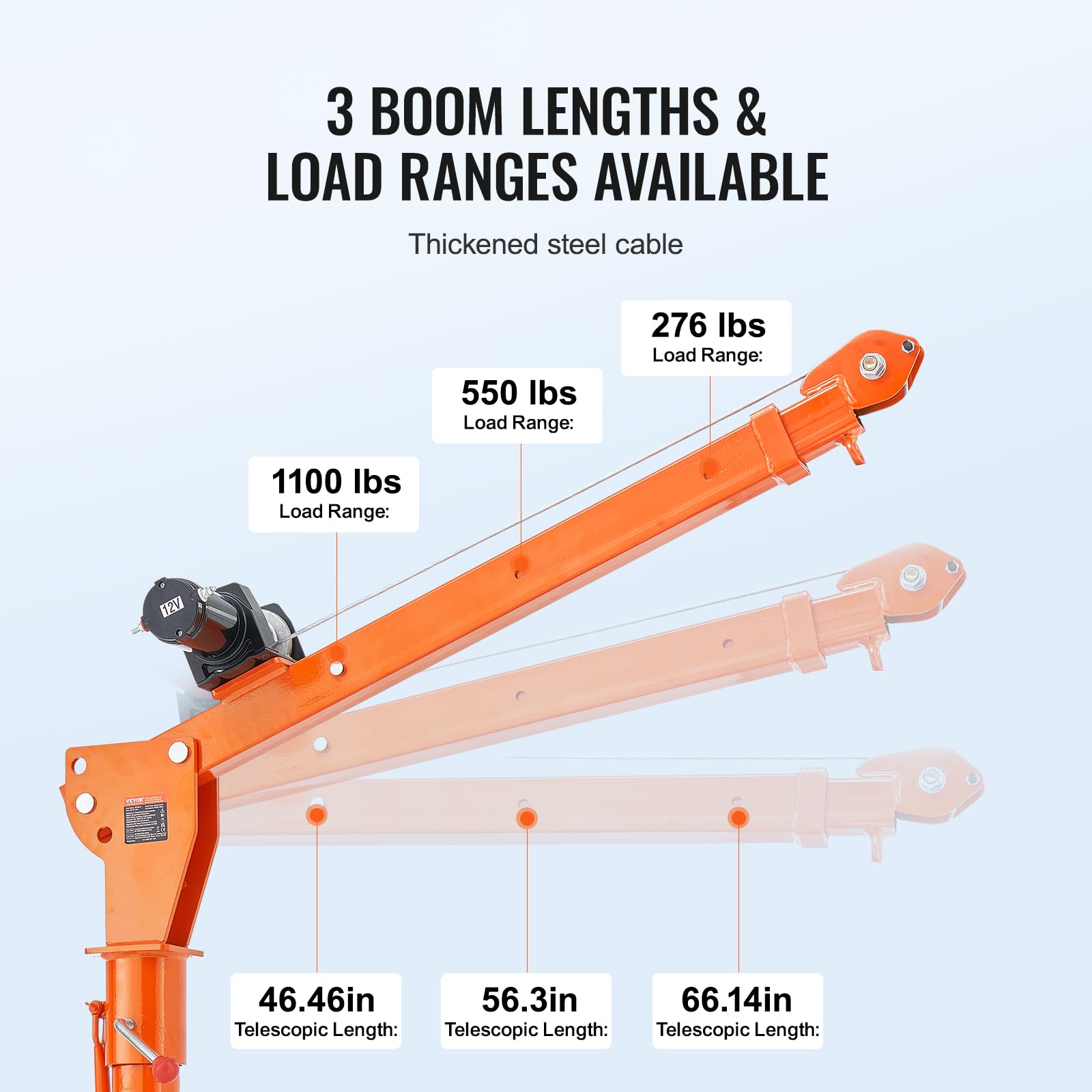 VEVOR Electric Pickup Truck Crane, 1100 lbs, Folding Truck-Mounted Bed Crane with Electric Winch 3500 lbs, 360° Swivel for Lifting Goods in Construction, Factory - Image 6