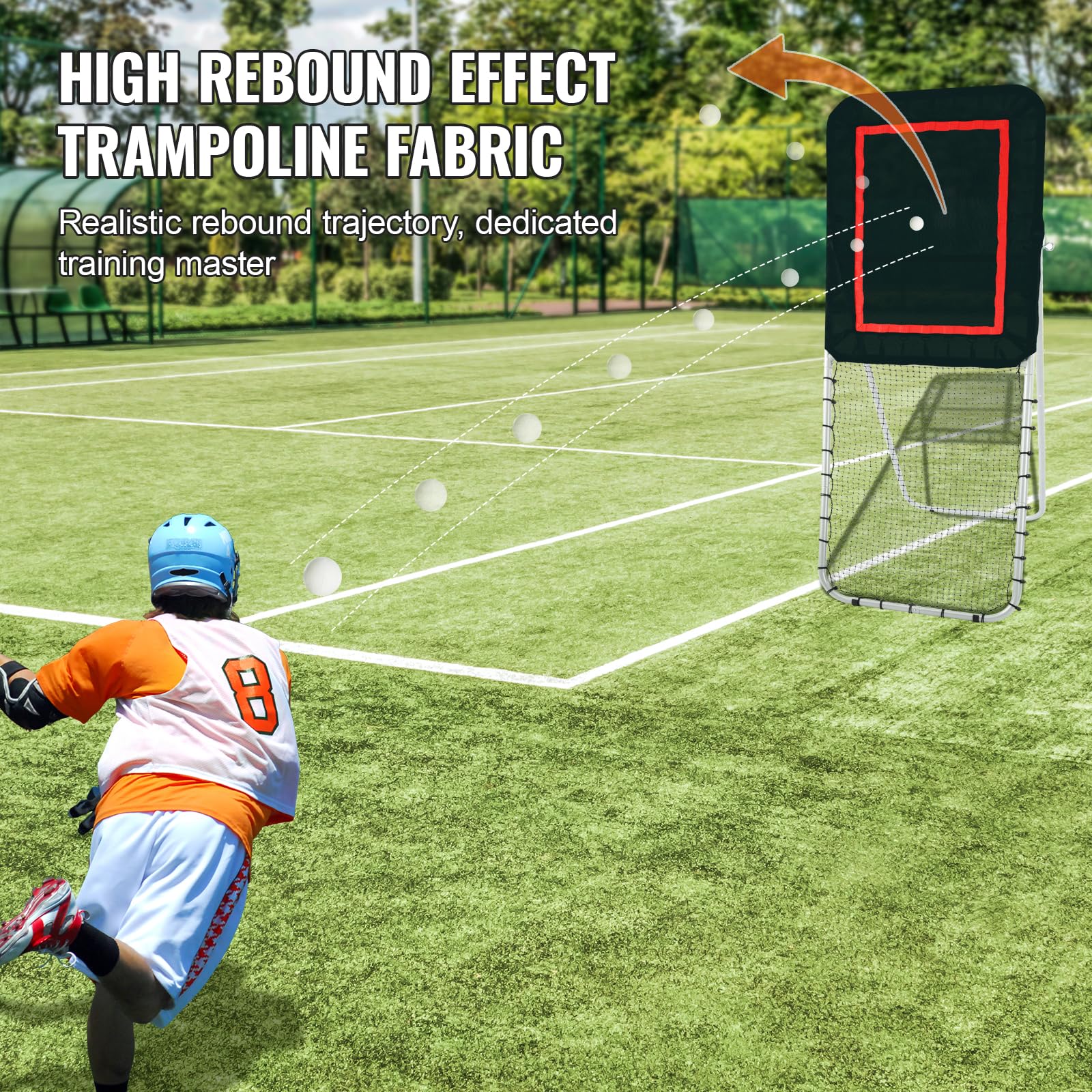 VEVOR Folding Lacrosse Rebounder for Backyard, Volleyball Bounce Back Net, Pitchback Throwback Baseball Softball Return Training Screen, Adjustable Angle Shooting Practice Training Wall - Image 5