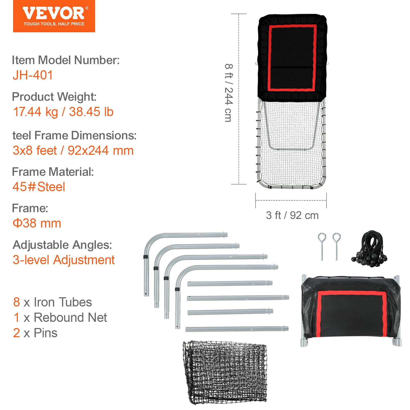 VEVOR Folding Lacrosse Rebounder for Backyard, Volleyball Bounce Back Net, Pitchback Throwback Baseball Softball Return Training Screen, Adjustable Angle Shooting Practice Training Wall - Image 7
