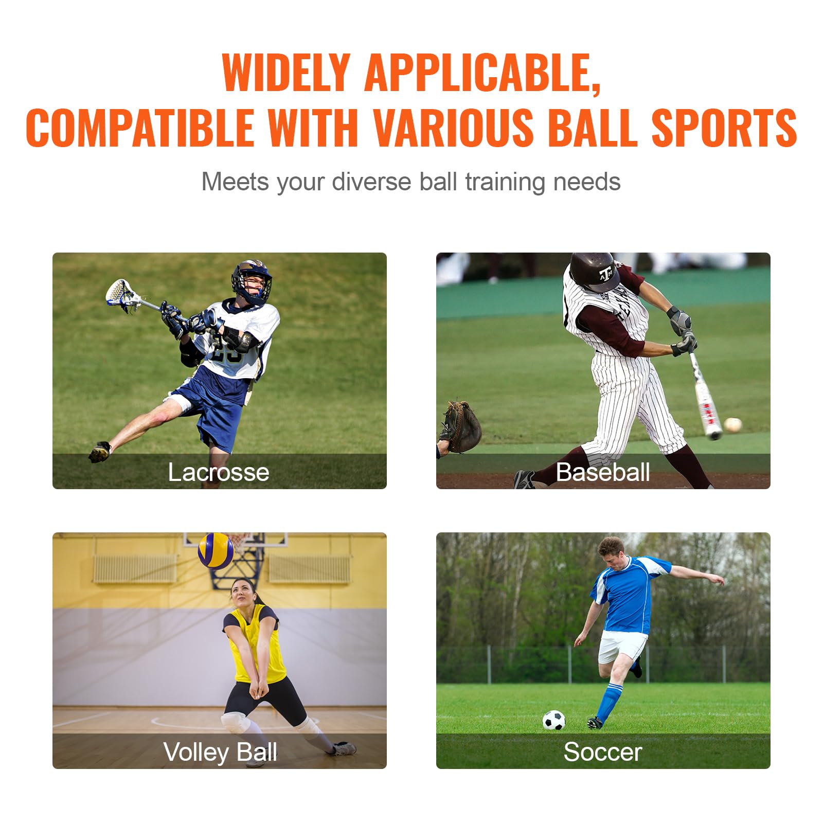 VEVOR Folding Lacrosse Rebounder for Backyard, Volleyball Bounce Back Net, Pitchback Throwback Baseball Softball Return Training Screen, Adjustable Angle Shooting Practice Training Wall - Image 6