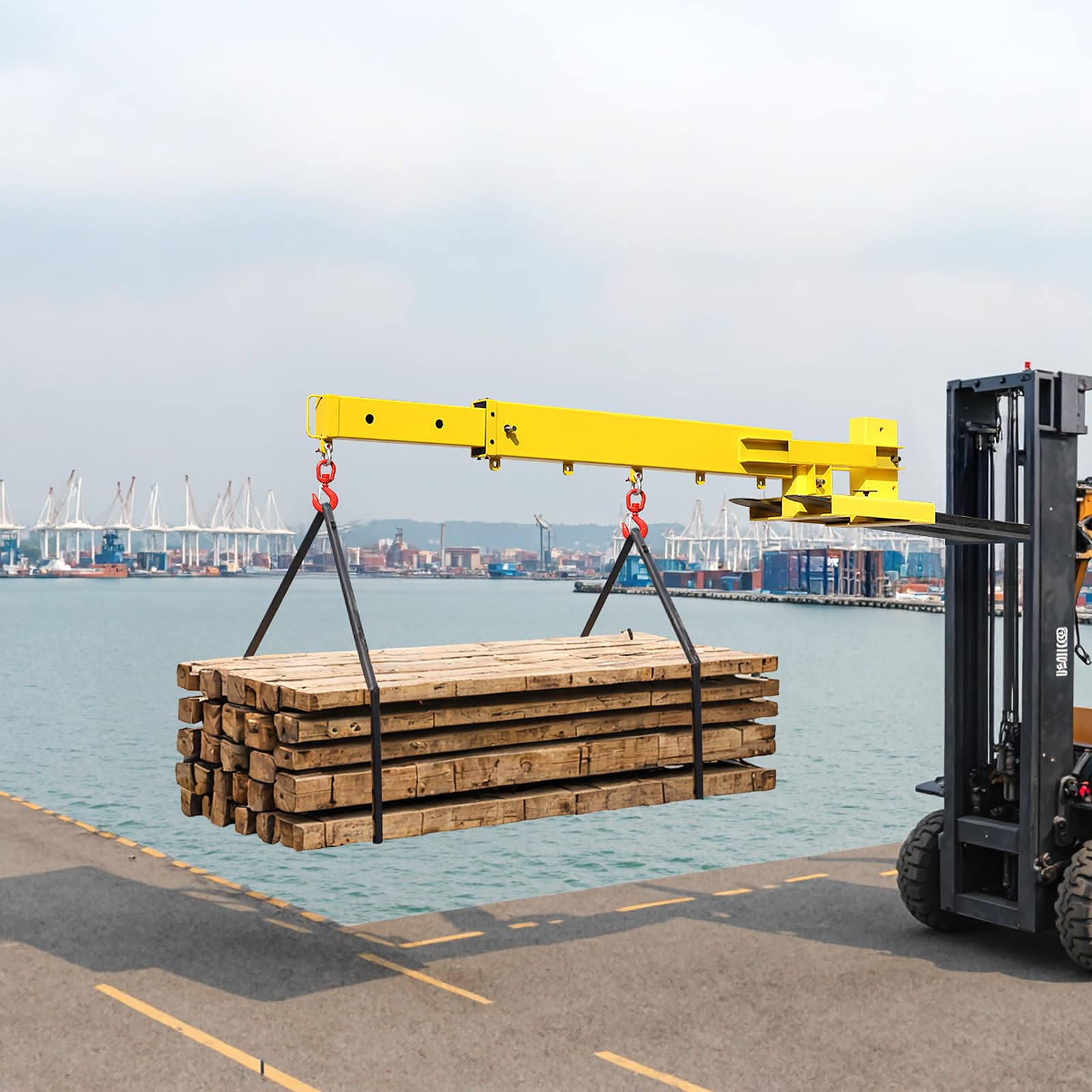 VEVOR Forklift Jib Boom Crane, 6000lbs Capacity, Manual Telescoping Boom Extends Up to 56.1 inches, Forklift Mobile Crane with 2 Hooks, Adjustable Forklift Crane Attachment for Warehouse, Factories - Image 8