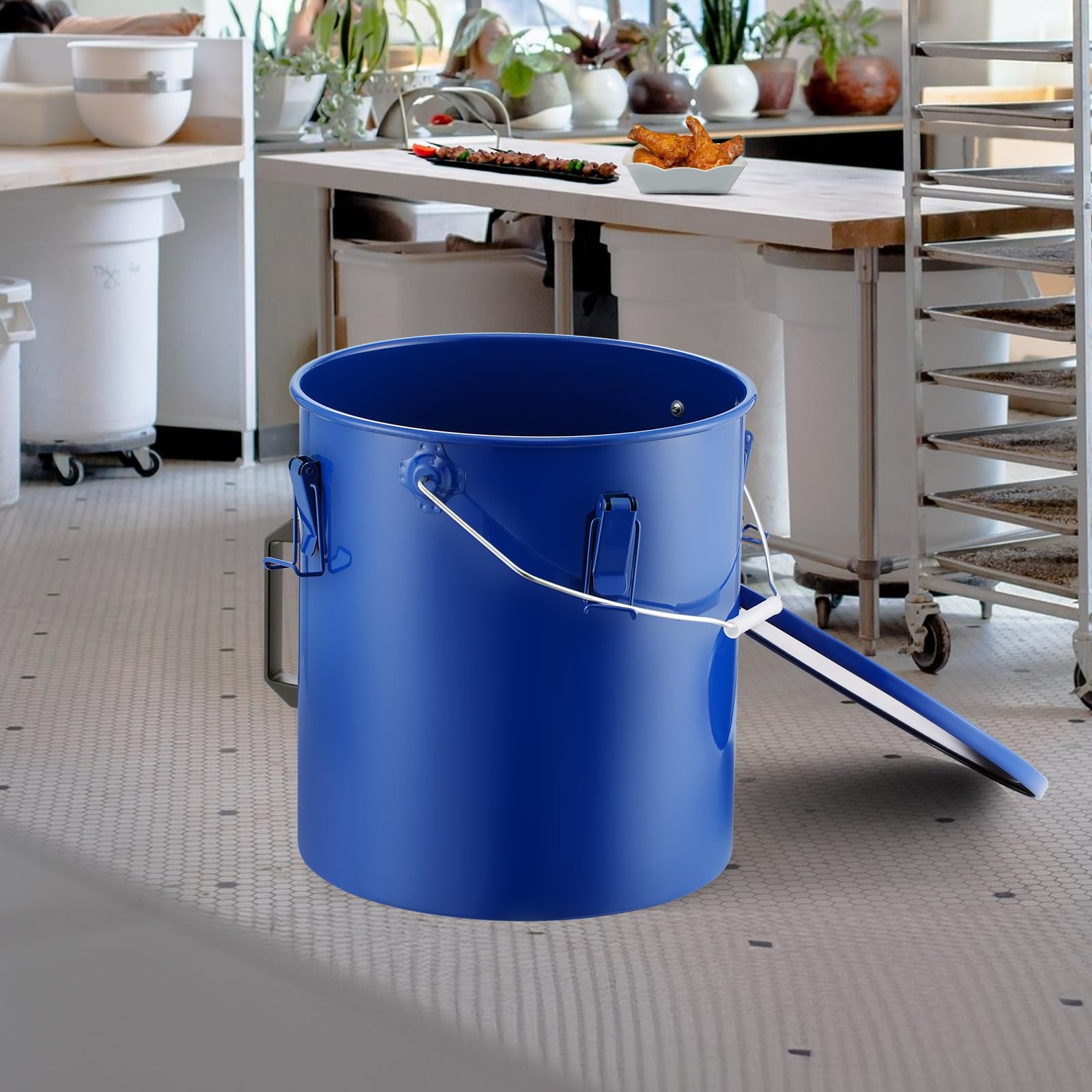 VEVOR Fryer Grease Bucket - 6 Gal Carbon Steel Oil Disposal Caddy with Rust-Proof Coating, Transport Container with Lid, Lock Clips, Filter Bag for Hot Cooking Oil Filtering - Image 8