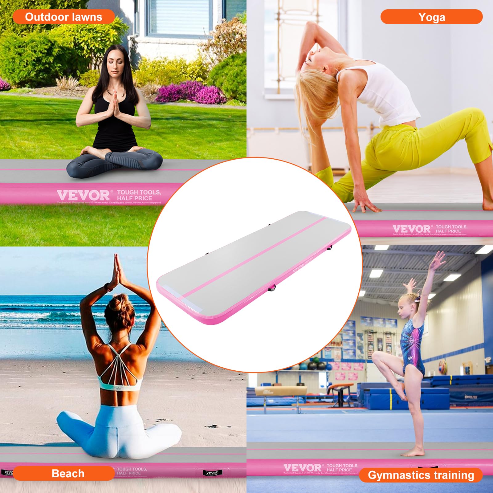 VEVOR Gymnastics Air Mat, Inflatable Track with Electric Pump, Training Mats for Home Use/Gym/Yoga/Cheerleading/Beach/Park/Water - Image 7