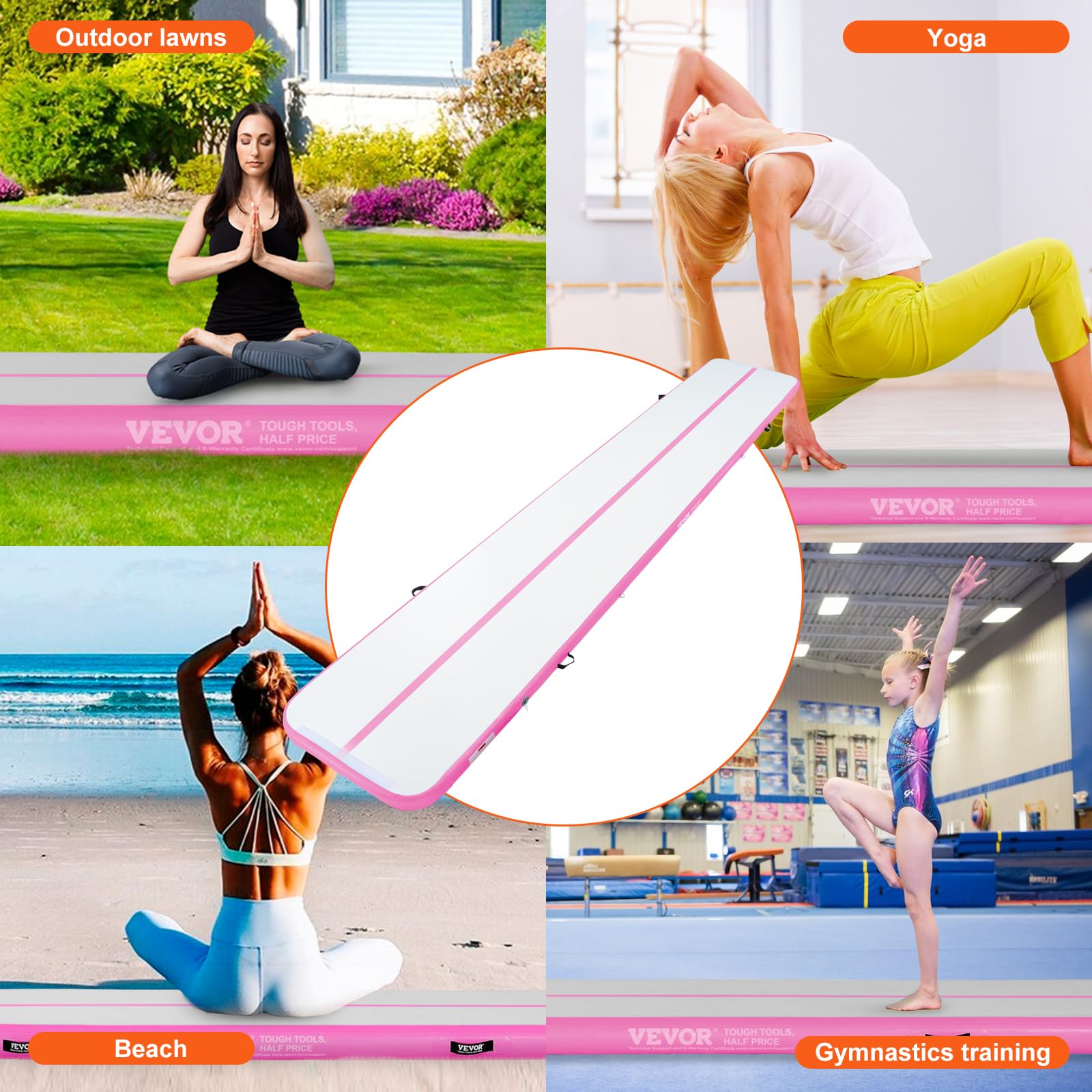 VEVOR Gymnastics Air Mat, Inflatable Track with Electric Pump, Training Mats for Home Use/Gym/Yoga/Cheerleading/Beach/Park/Water - Image 7