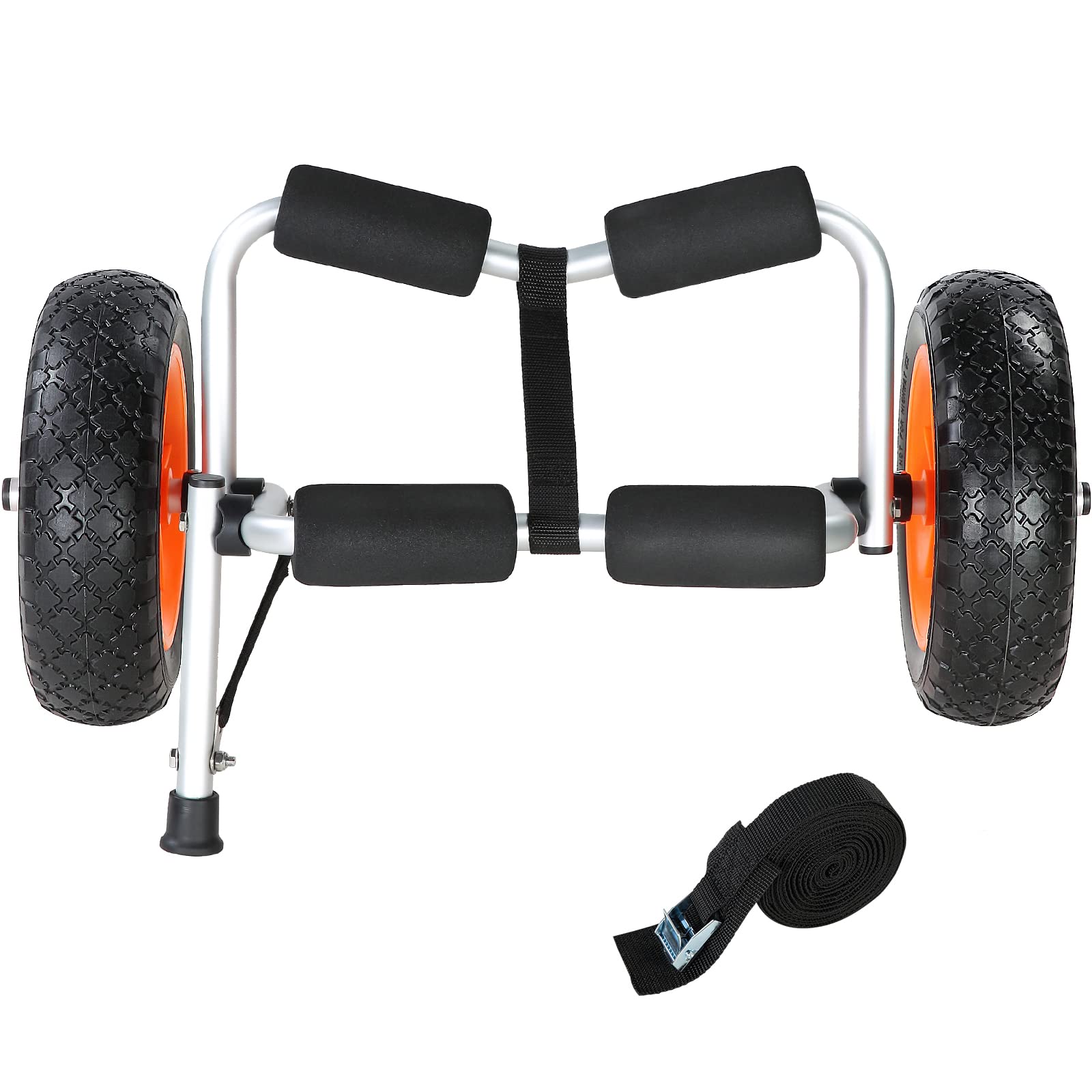 VEVOR Kayak Cart, 250lbs Load Capacity, Foldable Kayak Dolly Aluminum Kayak Wheels with 10'' Solid Tires for Kayaks Carrier Canoes Paddleboard Kayak Trolley Float Mats Jon Boats - Image 9