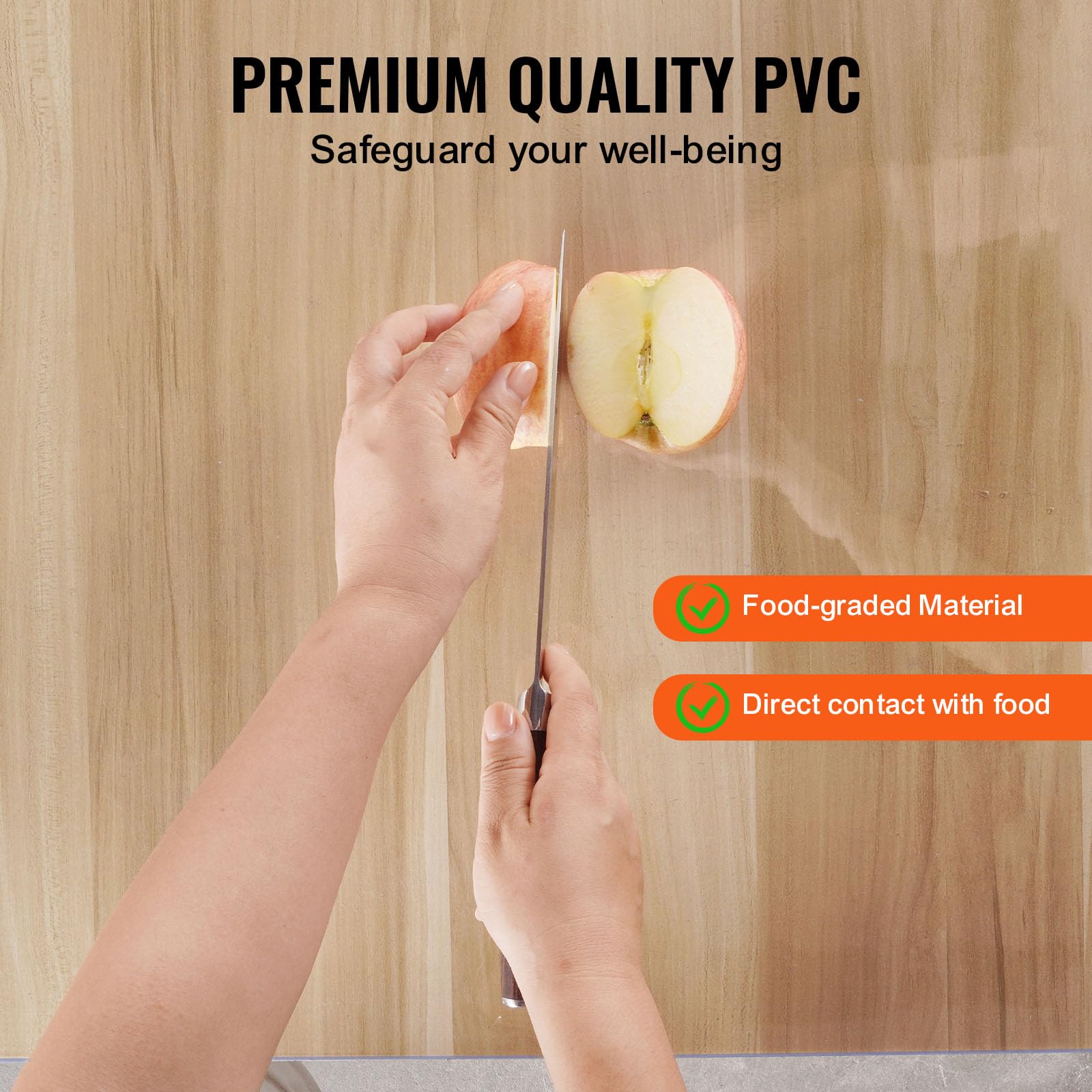 VEVOR Plastic Table Cover, 54 x 54 Inch 1.5 mm Thick Clear Square PVC Desk Mat Protector, Waterproof & Easy Cleaning Desk Pad Tablecloth, for Office, Dresser, Dining Room, Night Stand - Image 3