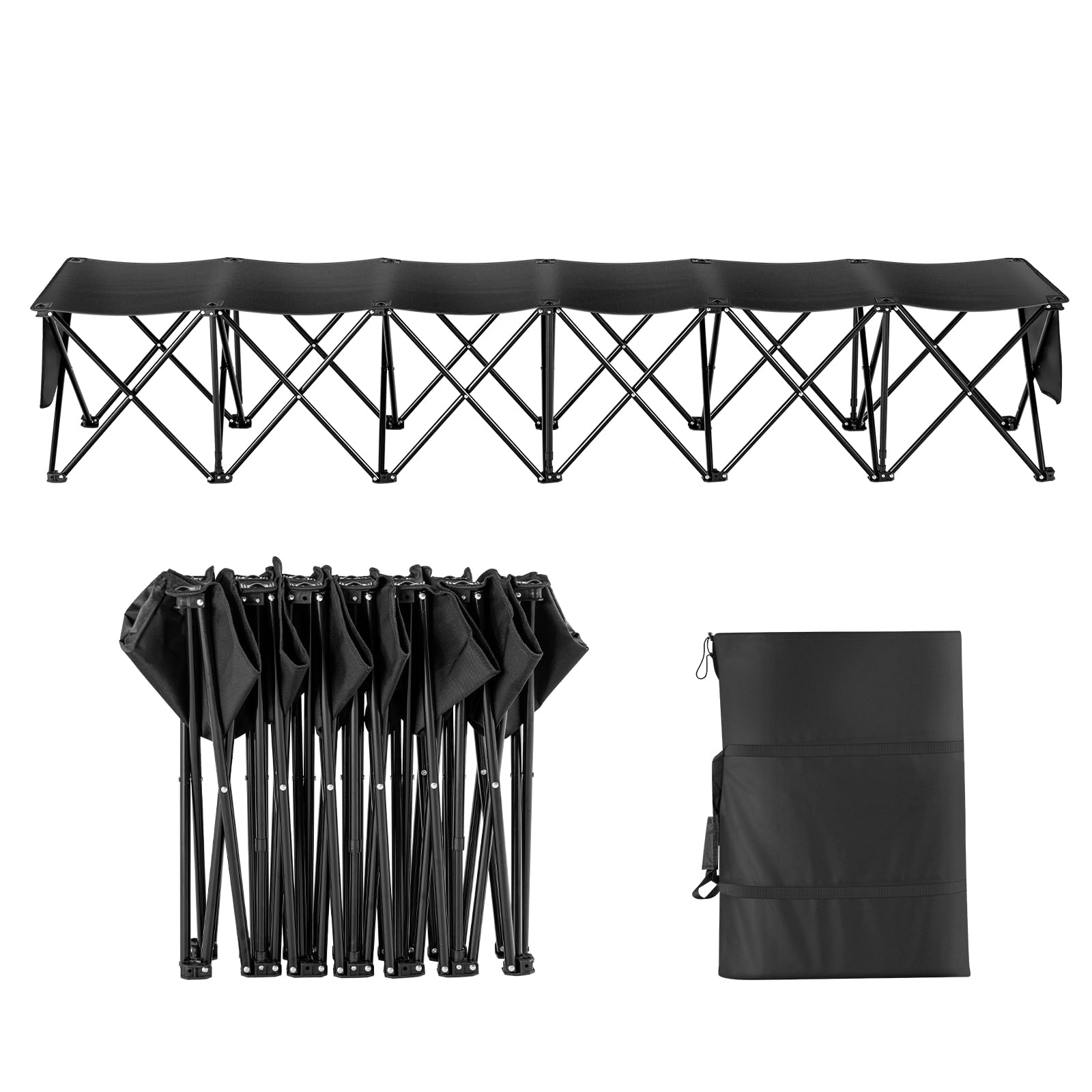 VEVOR Portable Folding Bench, 6 Seats Foldable Sideline Bench, Outdoor Camping Bench Chairs with Carry Bag, Team Sport Sideline Benches for Football, Camping, Fishing, No Assembly Instant Seating - Image 10