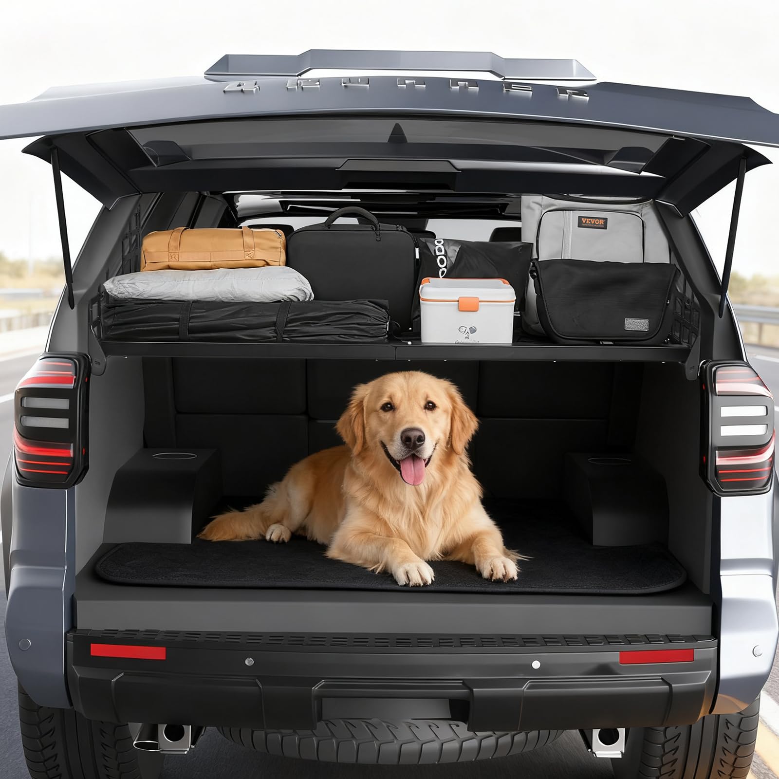 VEVOR Rear Trunk Cargo Rack, for 2010-2024 Toyota 4Runner, 220 lbs Capacity, Aluminum Alloy Basket Tray Interior Storage Luggage Carrier, Adjustable Height Shelf Stand Organizer for Camping Trip Gear - Image 8