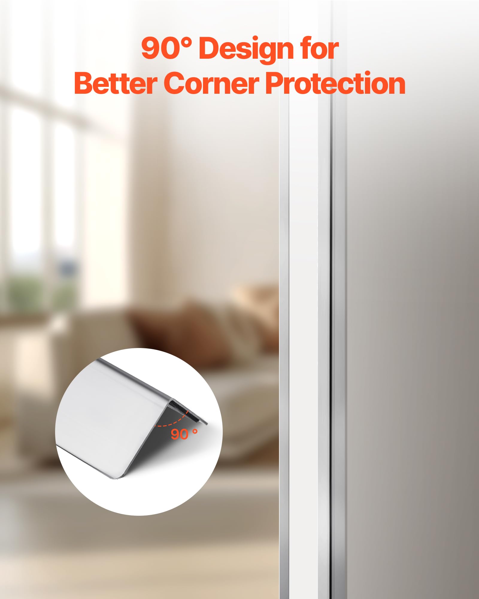 VEVOR Stainless Steel Wall Corner Protector, 1.5 x 1.5 x 96 inch, 10 Pack Metal Corner Guards, 304 Stainless Steel Edge Trim 90-Degree Angle for Home,Office,Commercial Wall Protection, with 3m Tape - Image 5