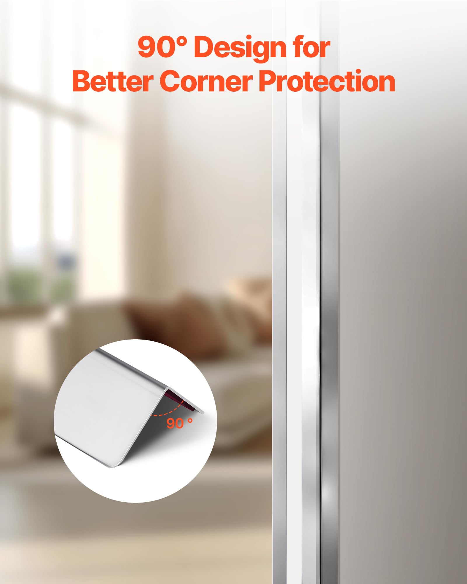 VEVOR Stainless Steel Wall Corner Protector, 2 x 2 x 48 inch, 10 Pack Metal Corner Guards, 304 Stainless Steel Edge Trim 90-Degree Angle for Home,Office,Commercial Wall Protection, with 3m Tape - Image 4