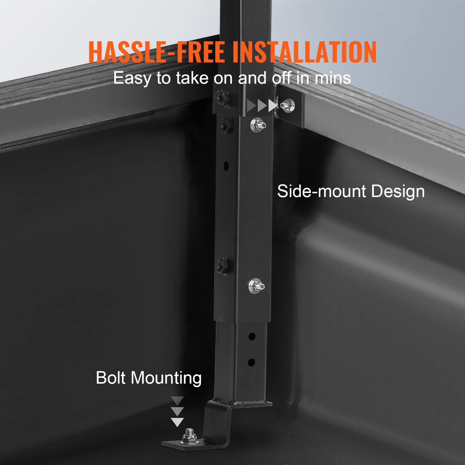 VEVOR Truck Rack, 19-34inch Extendable Truck Ladder Rack, 38.6"-43.6" Adjustable Height, 250 lbs Capacity Steel Ladder Rack for Truck, Heavy Duty Truck Bed Rack for Kayak, Surfboard, Lumber, Ladder - Image 5