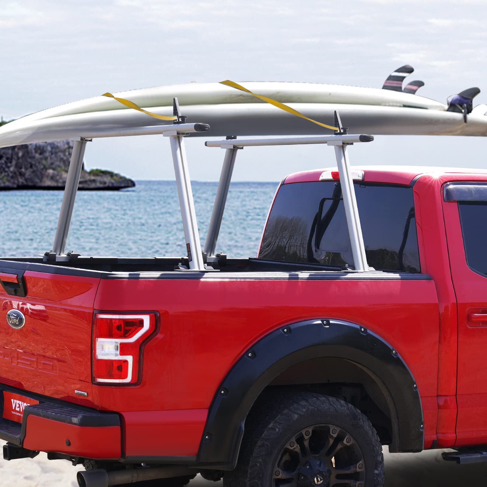 VEVOR Truck Rack, 800 lbs Capacity, 71"x32" Aluminum Ladder Rack for Truck with 8 Non-Drilling C-Clamps, Heavy Duty Truck Bed Rack Two-Bar Set for Kayak, Surfboard, Lumber, Ladder - Image 8