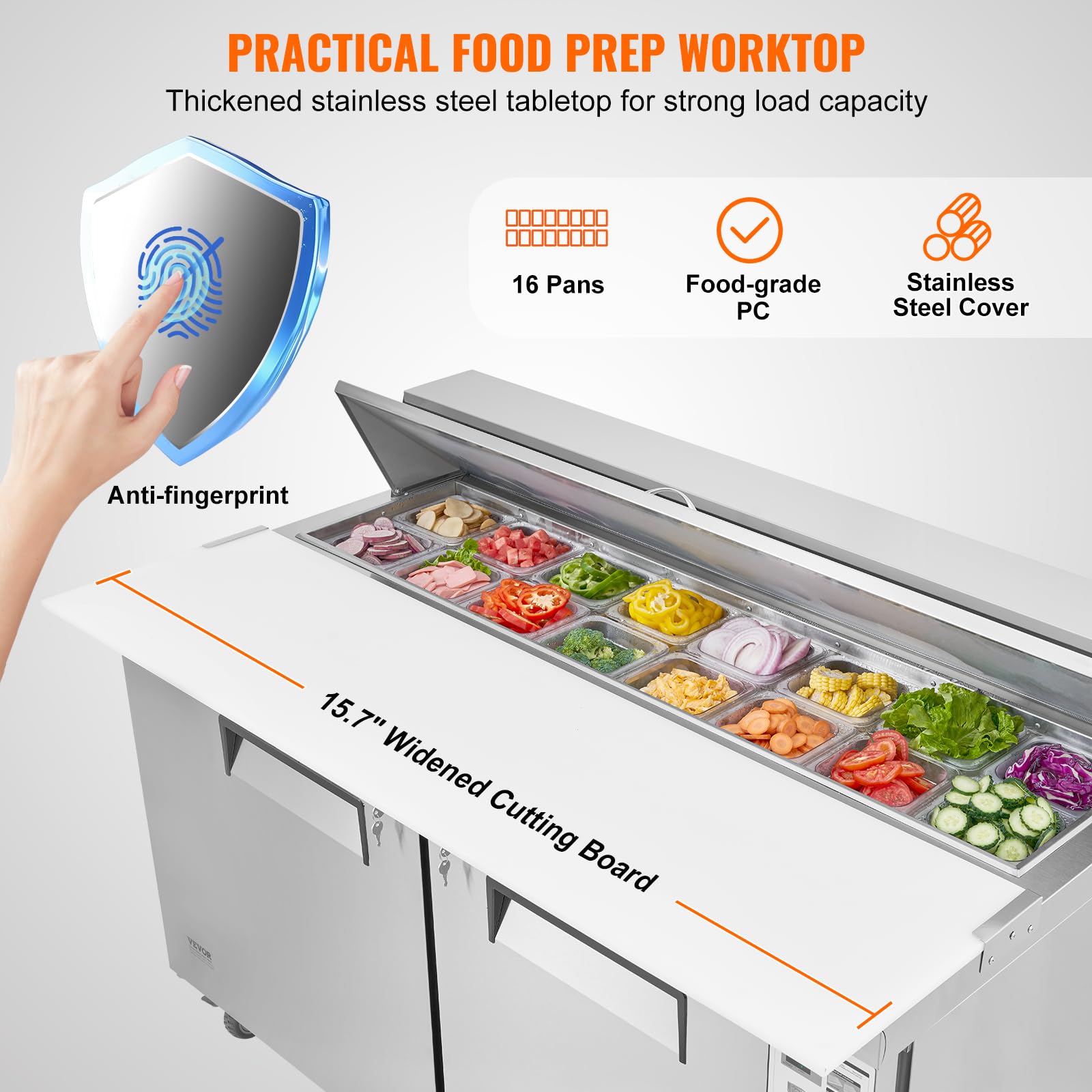 VEVOR Under Counter Drawer Refrigerator, 24 In Stainless Steel Fridge with Temperature Control, Dual Drawer Refrigerator with Powerful Compressor & LED Display, for Home, Office, and Commercial Use - Image 3