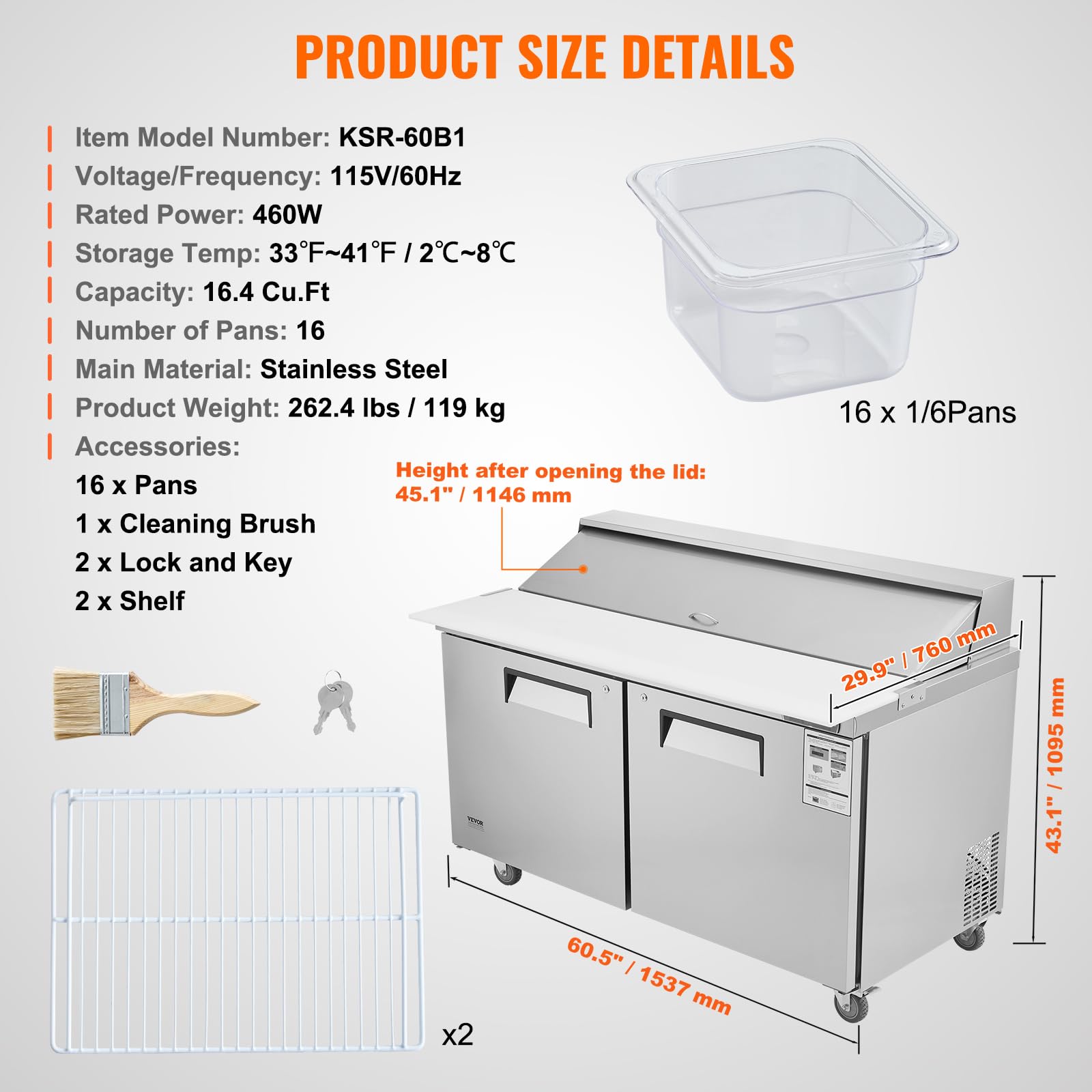 VEVOR Under Counter Drawer Refrigerator, 24 In Stainless Steel Fridge with Temperature Control, Dual Drawer Refrigerator with Powerful Compressor & LED Display, for Home, Office, and Commercial Use - Image 7