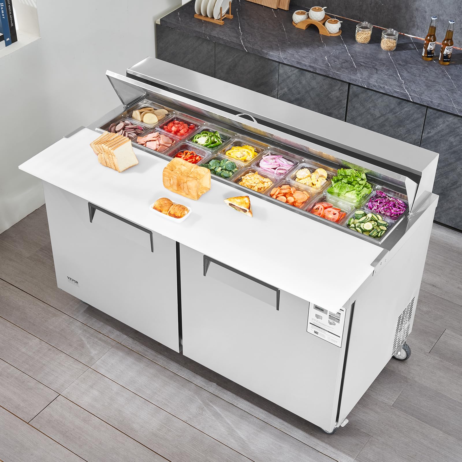 VEVOR Under Counter Drawer Refrigerator, 24 In Stainless Steel Fridge with Temperature Control, Dual Drawer Refrigerator with Powerful Compressor & LED Display, for Home, Office, and Commercial Use - Image 8
