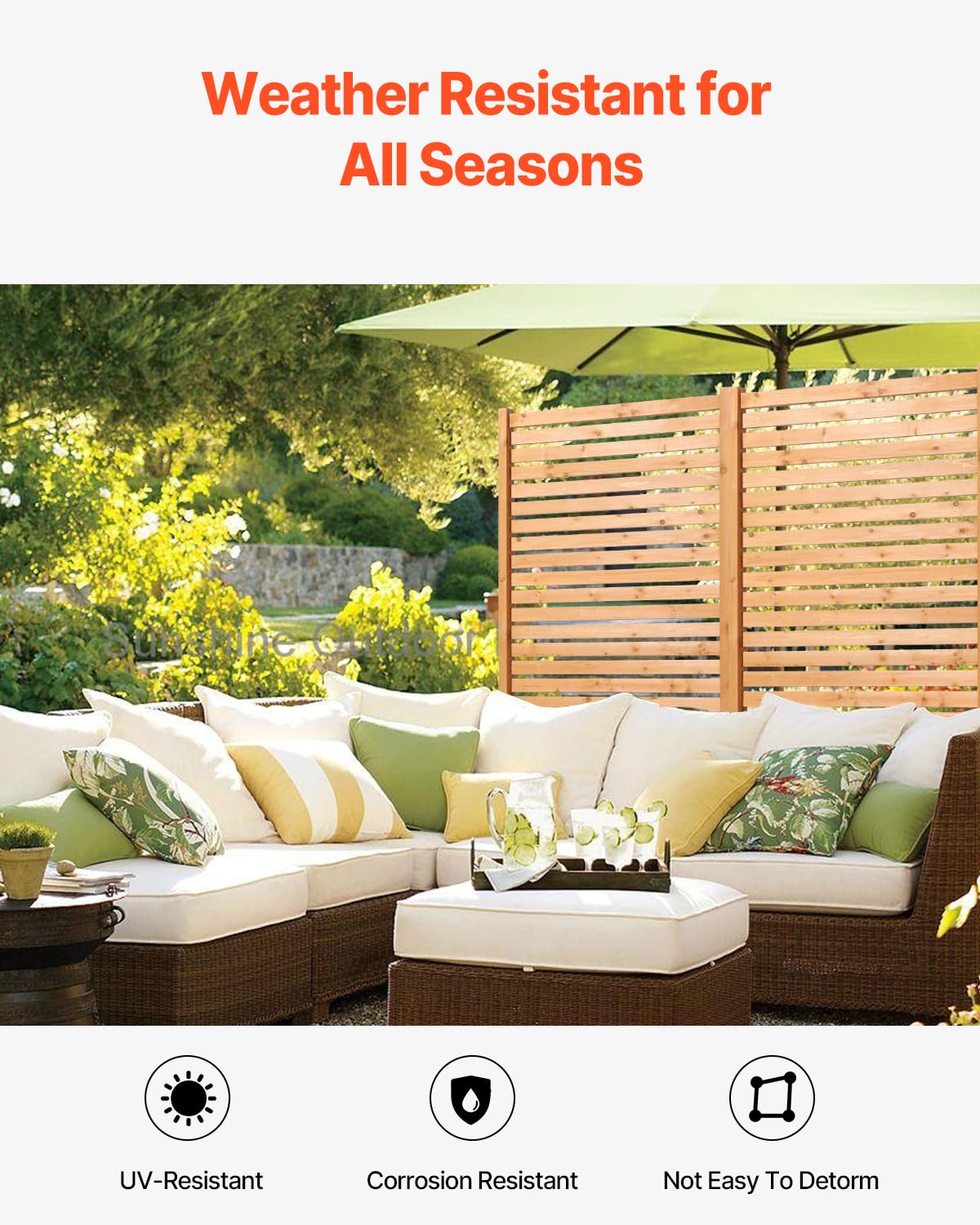 VEVOR Wooden Privacy Screen,36" W x 73" H Outdoor Privacy Screen, Freestanding Wood Privacy Panel with Stand,Outdoor Divider for Balcony Patio Lawn Garden - Image 5