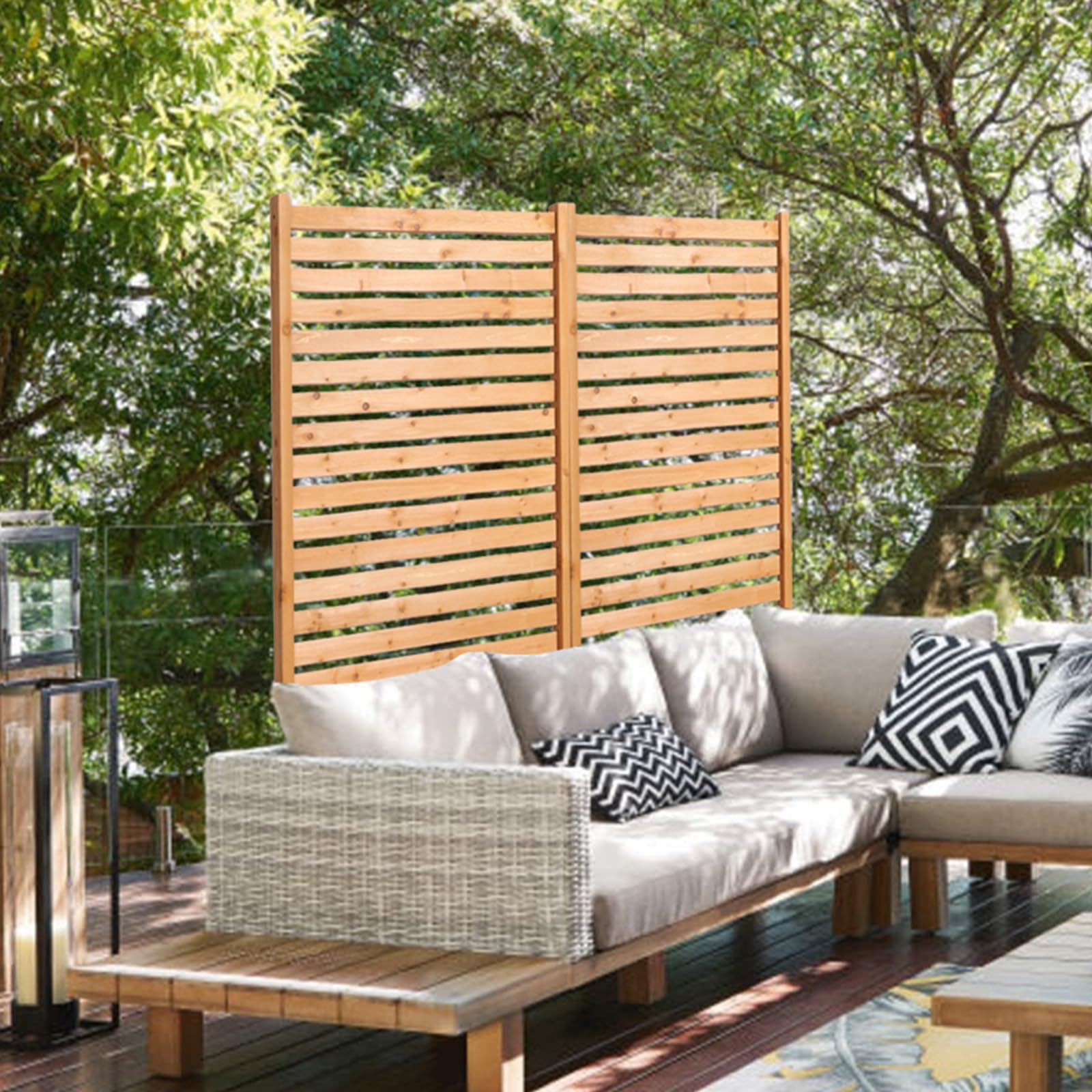 VEVOR Wooden Privacy Screen,36" W x 73" H Outdoor Privacy Screen, Freestanding Wood Privacy Panel with Stand,Outdoor Divider for Balcony Patio Lawn Garden - Image 9