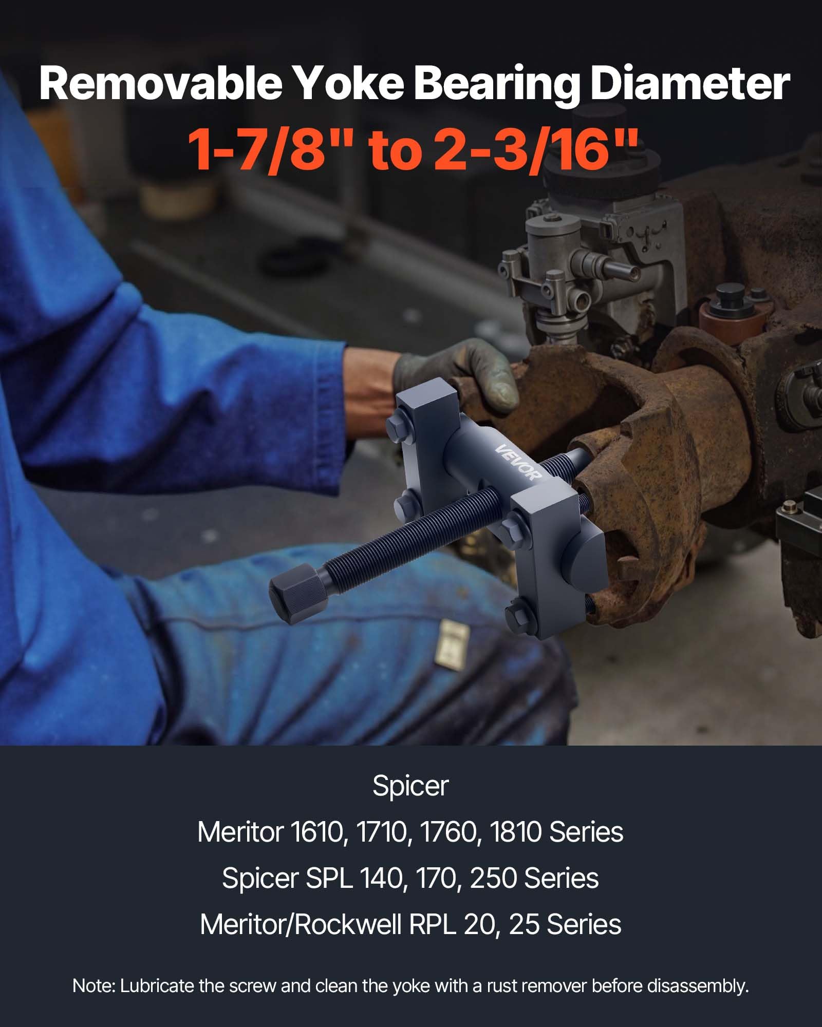 VEVOR Yoke Puller, Made for Class 6-8 Transportation Trucks and Equipment, Heavy Duty Yoke Removal Tool Kit, Automotive Yoke Puller Kit Compatible with Kenworth, Peterbilt, Freightliner, Mack, Volvo - Image 3