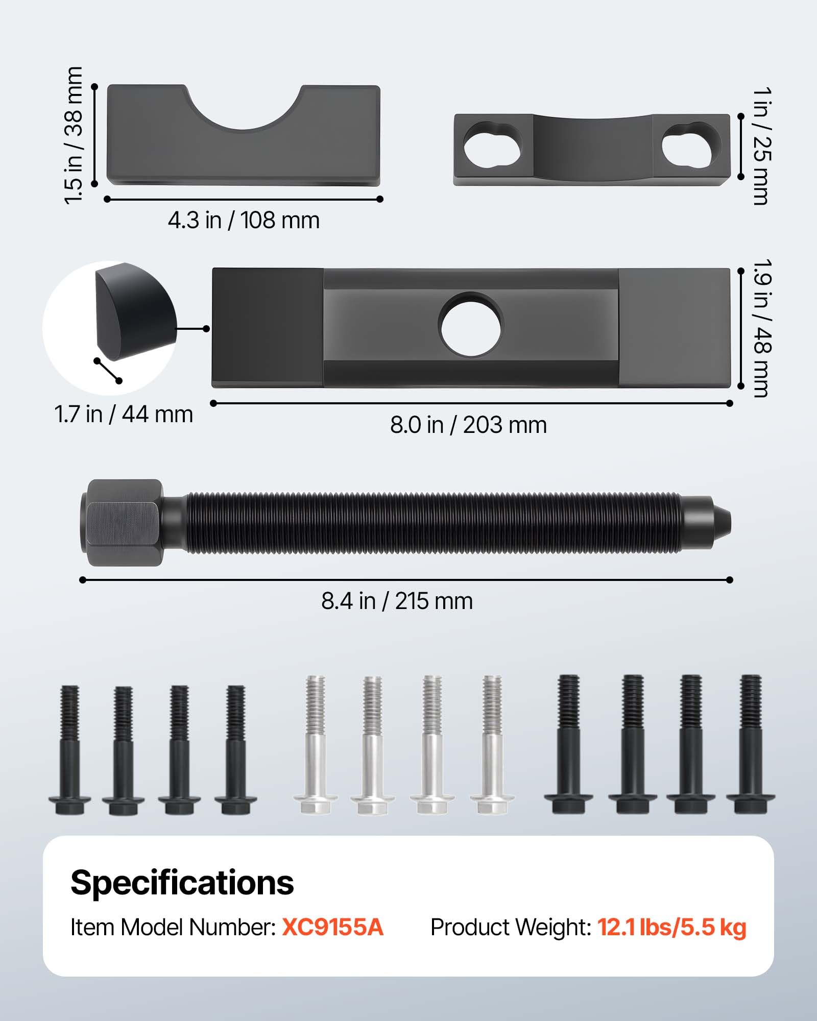 VEVOR Yoke Puller, Made for Class 6-8 Transportation Trucks and Equipment, Heavy Duty Yoke Removal Tool Kit, Automotive Yoke Puller Kit Compatible with Kenworth, Peterbilt, Freightliner, Mack, Volvo - Image 7
